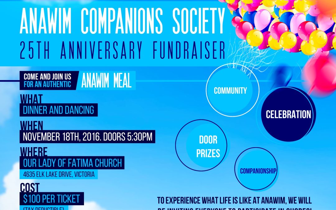 Anawim House 25th Anniversary Fundraiser – November 18, 2016