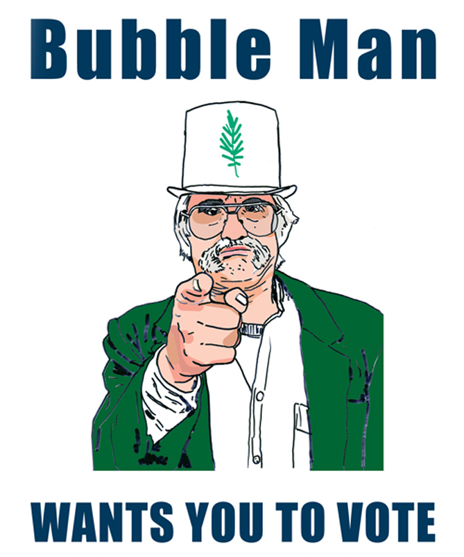 Bubble Man wants you to vote