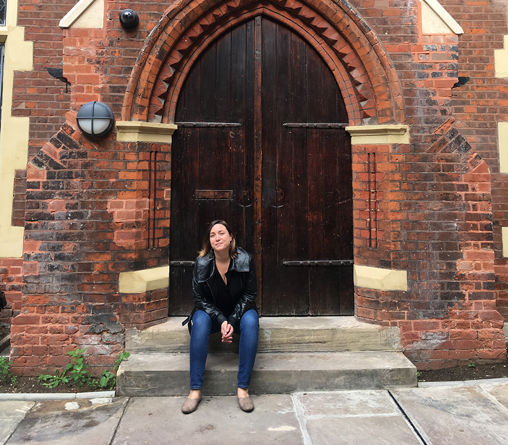 Chantille Viaud in front of Toynbee Hall