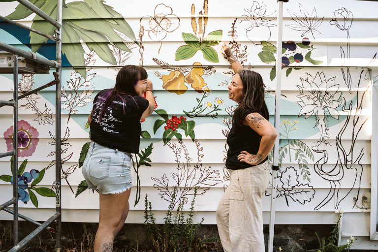 Femmes Risin' mural with Nicole and Stephanie - Fernwood Mural Fest - Aly Sibley Photography