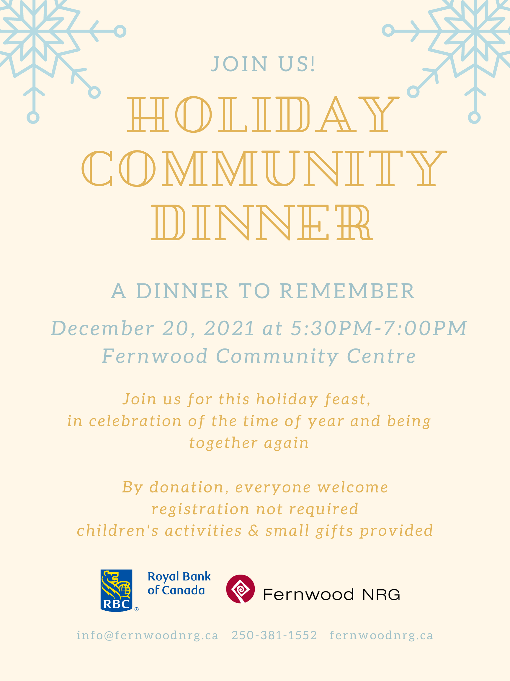 Holiday Community Dinner - Fernwood NRG 2021