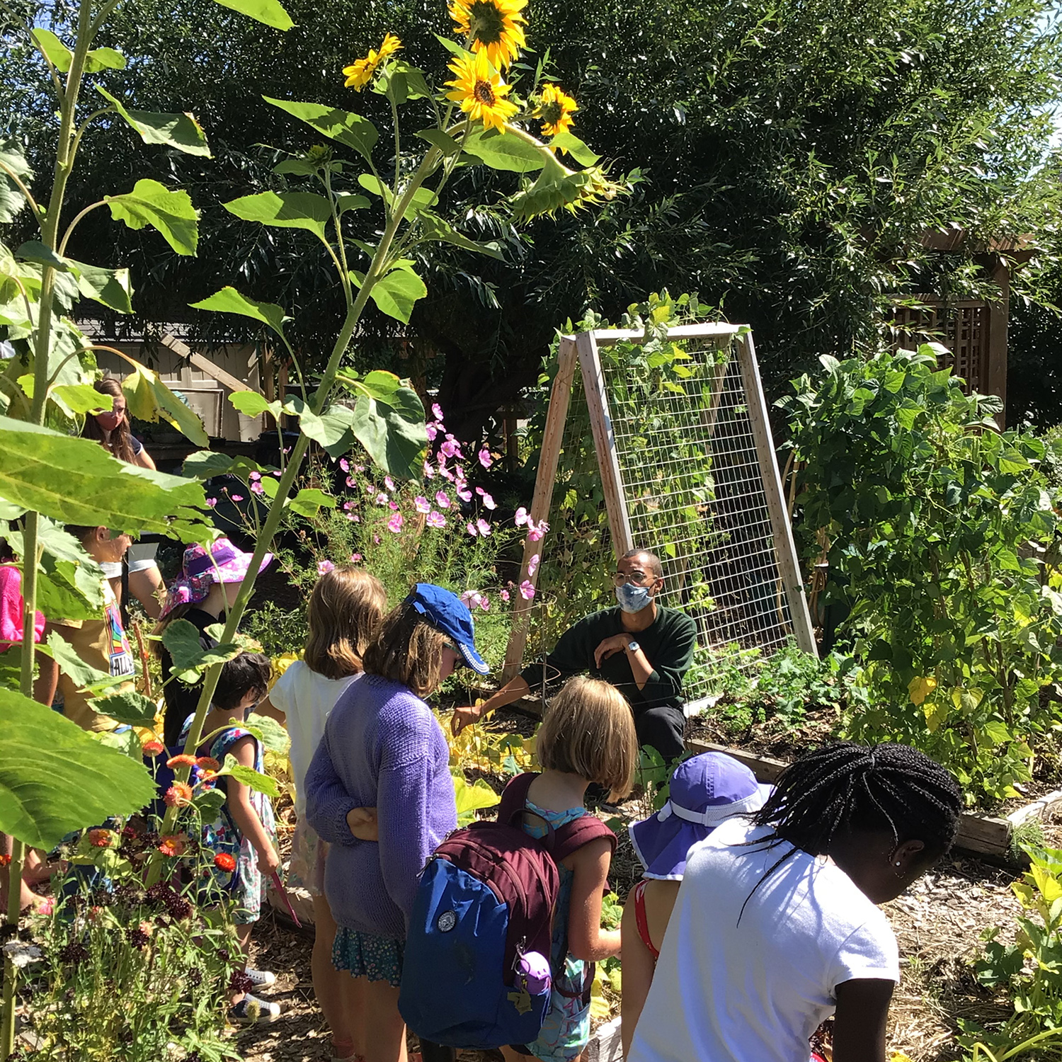 Jeffery teaching in the Compost Ed Gardens - Photo by Elora Adamson