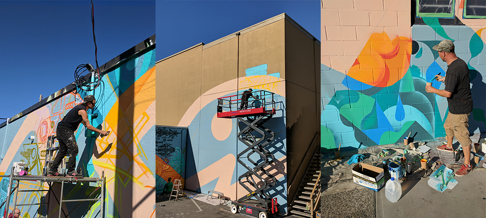 Story Line Mural in progress